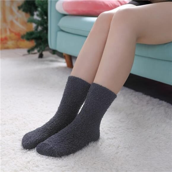 Womens Fuzzy Slipper Socks Super Soft Microfiber Fluffy Cozy Winter Warm Fuzzy - Picture 4 of 7